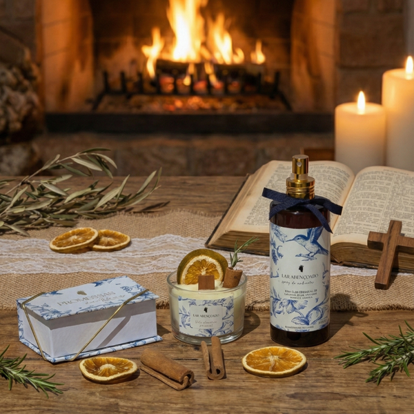 KIT Lar Abençoado - Spray + Caixa de Promessas + Vela Aromática