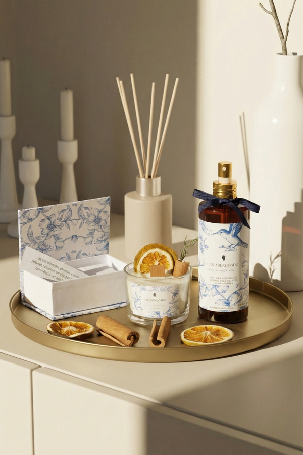 KIT Lar Abençoado - Spray + Caixa de Promessas + Vela Aromática