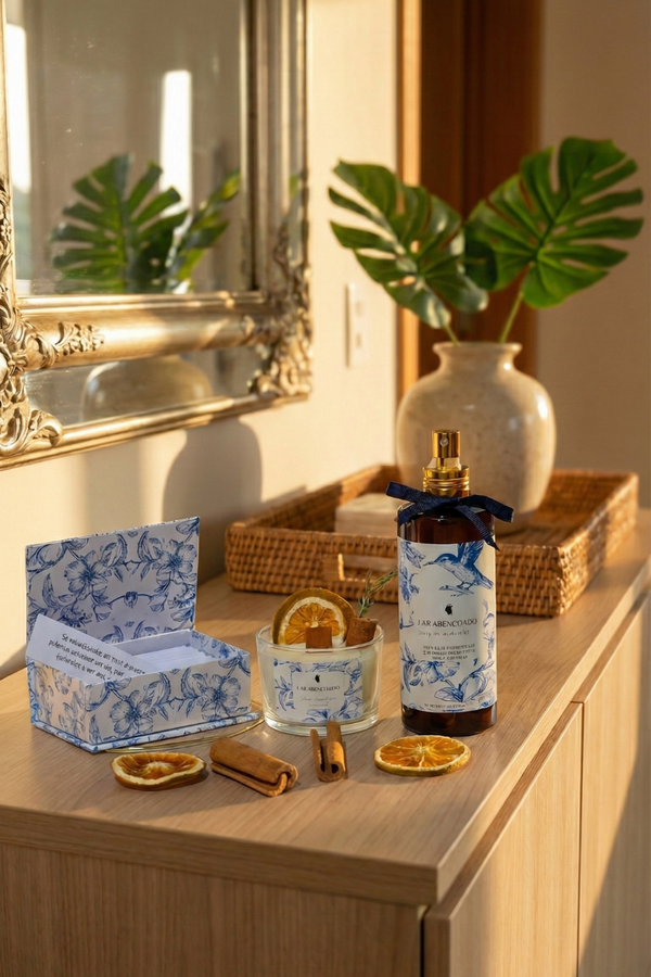 KIT Lar Abençoado - Spray + Caixa de Promessas + Vela Aromática