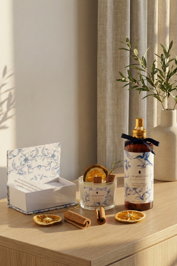 KIT Lar Abençoado - Spray + Caixa de Promessas + Vela Aromática