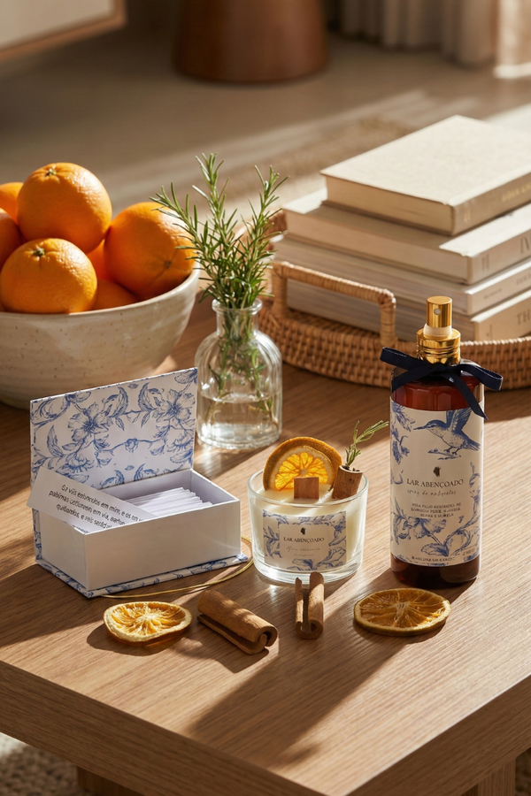 KIT Lar Abençoado - Spray + Caixa de Promessas + Vela Aromática