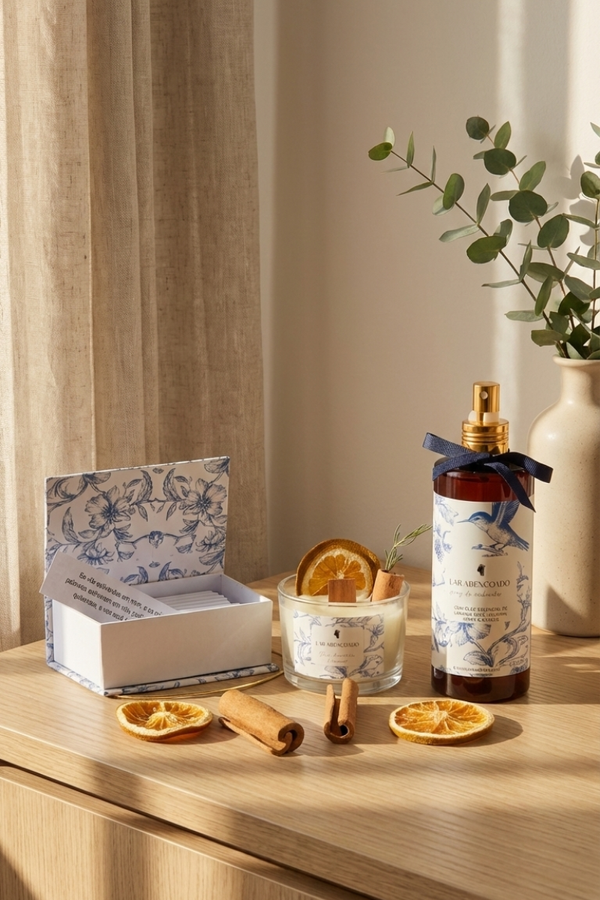 KIT Lar Abençoado - Spray + Caixa de Promessas + Vela Aromática