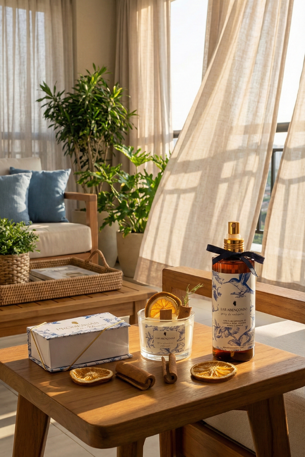 KIT Lar Abençoado - Spray + Caixa de Promessas + Vela Aromática