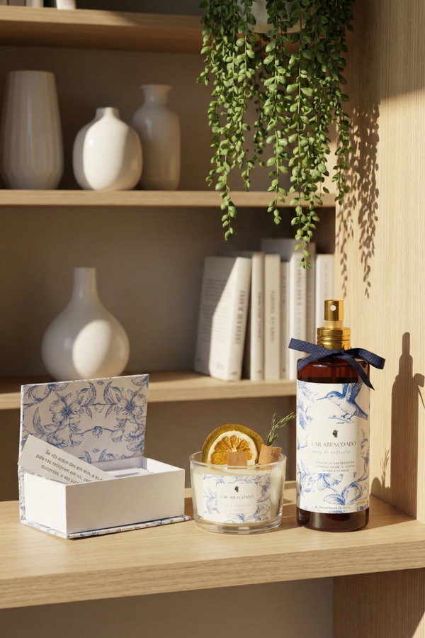 KIT Lar Abençoado - Spray + Caixa de Promessas + Vela Aromática