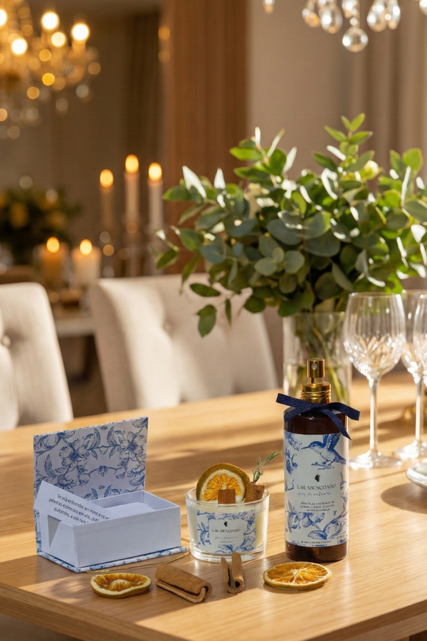 KIT Lar Abençoado - Spray + Caixa de Promessas + Vela Aromática